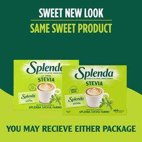 SPLENDA Stevia packets added to coffee for low calorie sweetness