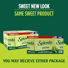 SPLENDA Stevia granulated powder canister for easy substitution.