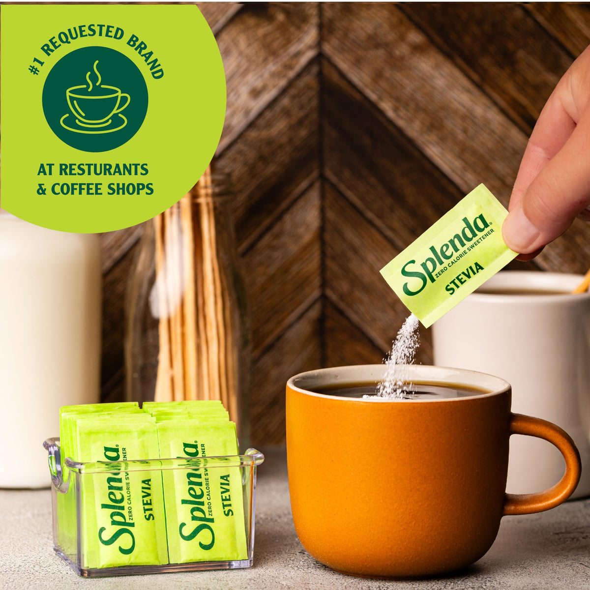SPLENDA Stevia offers no bitter aftertaste in drinks.