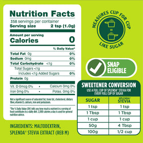 Splenda Stevia Zero Calorie Resealable Bags keep powder fresh for daily baking