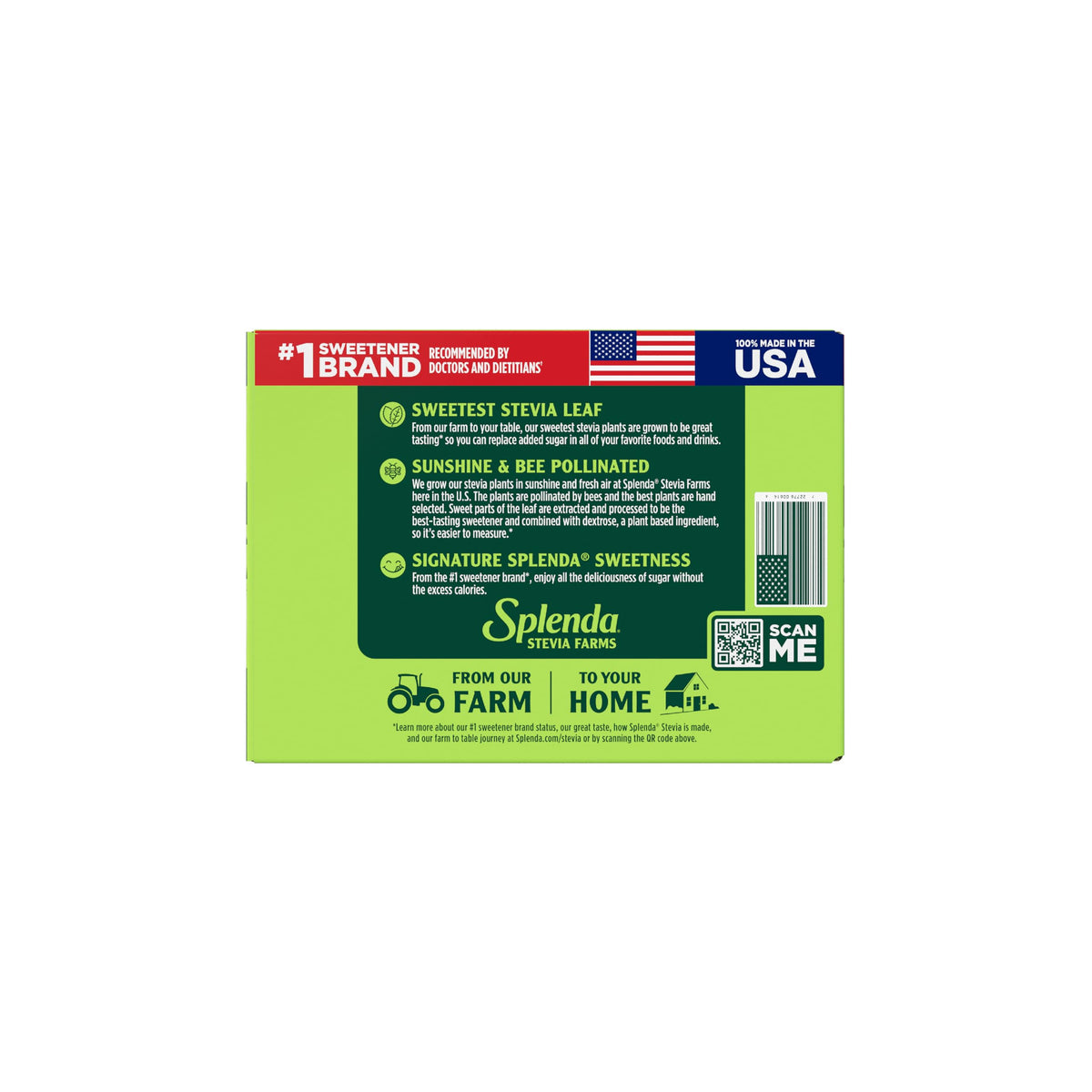 SPLENDA Stevia zero-calorie sweetener for calorie-conscious choices.