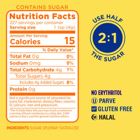 Splenda Sugar Blend resealable bag on the counter for easy storage and use.