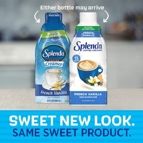 SPLENDA Sugar Free creamer ingredients show gluten-free and lactose-free benefits.