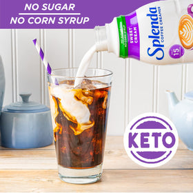 SPLENDA Sugar Free Sweet Cream label highlights gluten-free and lactose-free features
