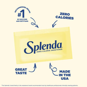 Splenda zero-calorie packets tea setup offering a light, guilt-free sweetness.