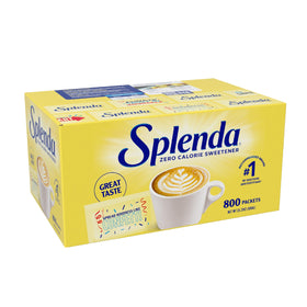 SPLENDA zero-calorie packets ready for coffee sweetness.