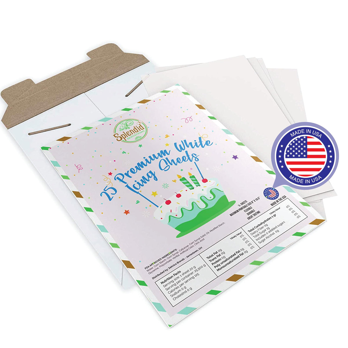 Splendid Sensations edible paper 25-sheets pack for cake and cookie designs.