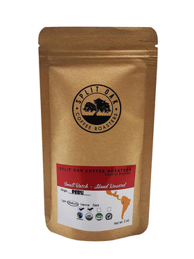 Split Oak Coffee Roasters small-batch roast badge signaling quality.