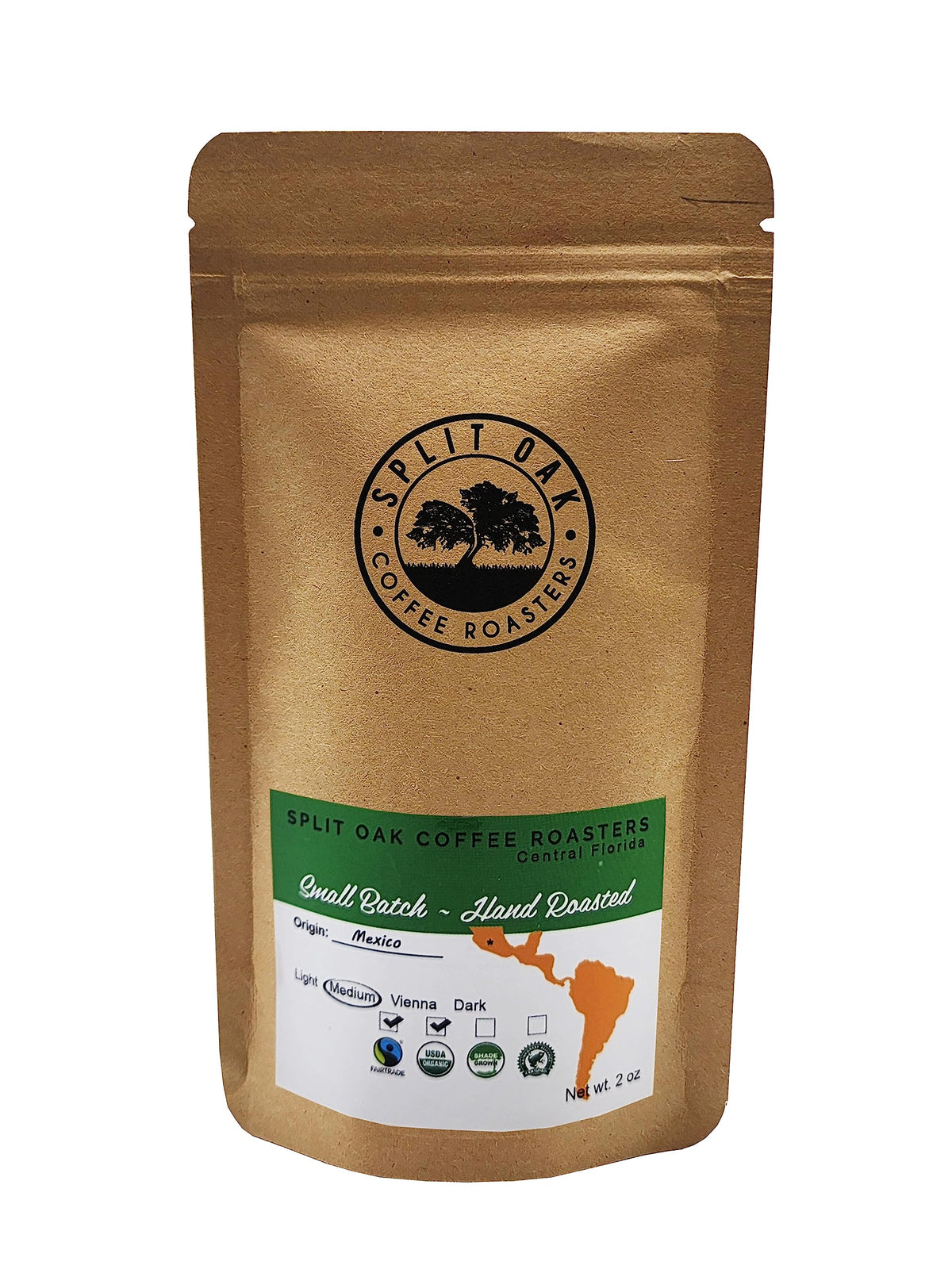 Split Oak Coffee Roasters whole-bean collection ready to grind for any brew.