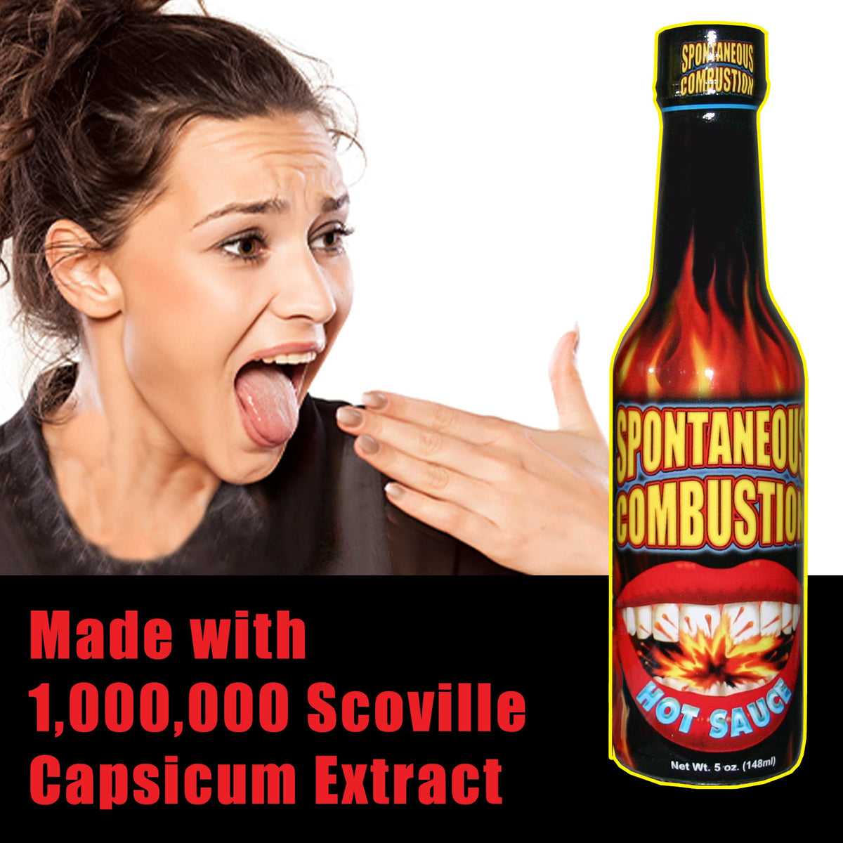 Spontaneous Combustion glass bottle close-up signals premium quality.