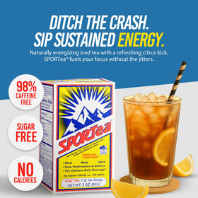 SPORTEA Iced brew method demonstrates steeping for a refreshing energy lift.