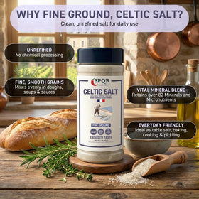 SPQR Celtic Salt closeup grains highlight delicate size for precise finishing.