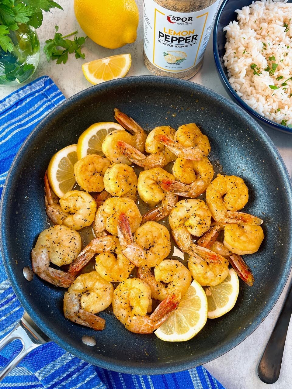 SPQR Seasonings lemon pepper shaker in kitchen for quick seasoning
