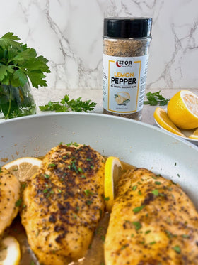 Ingredients close-up of SPQR Lemon Pepper with natural spices