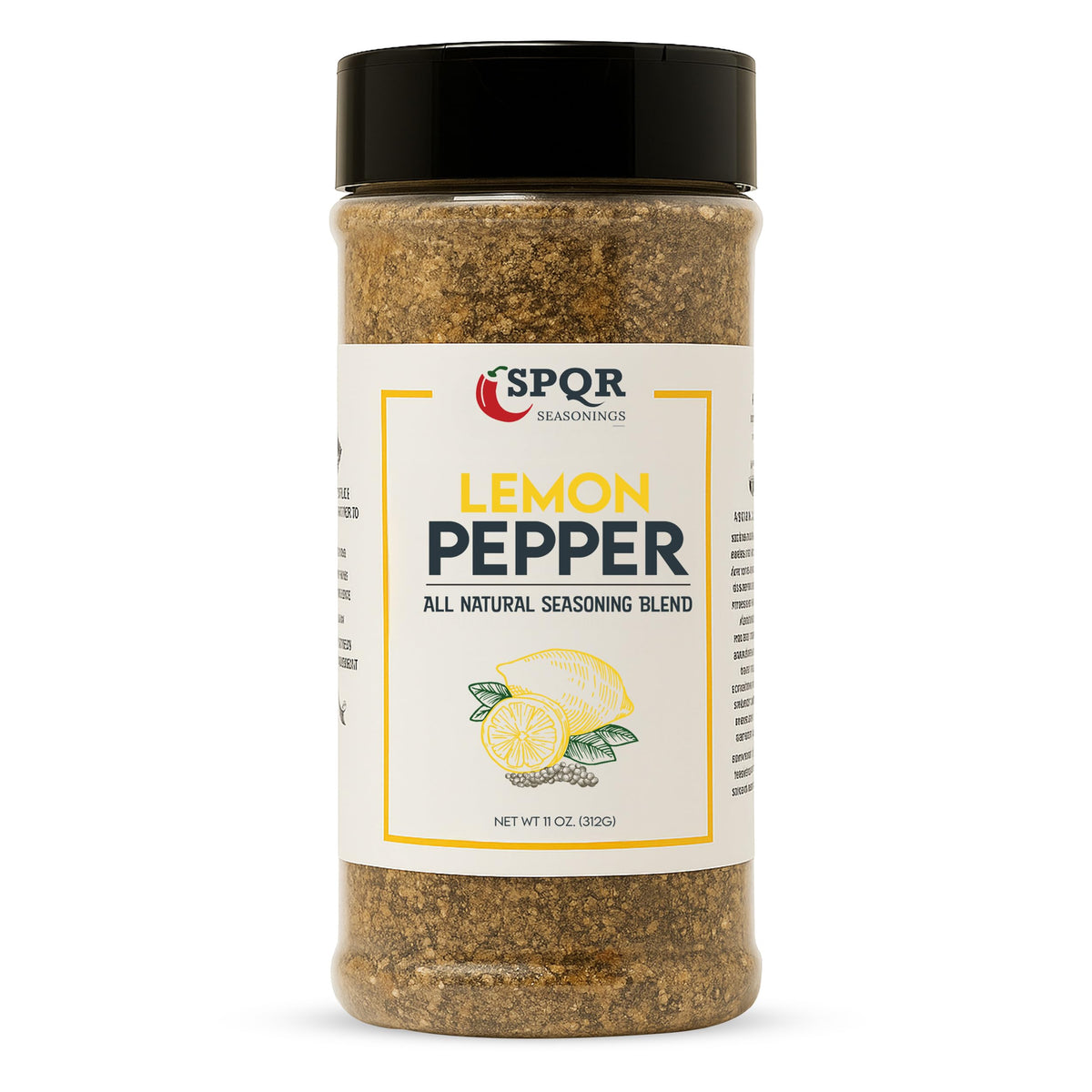 SPQR Seasonings lemon pepper jar front view for zesty cooking enhancement