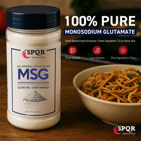 SPQR Seasonings MSG XL chef hands sprinkling for easy seasoning