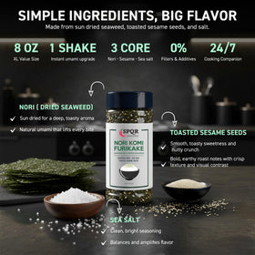 Nori Komi Furikake on rice bowls delivers rich umami without artificial additives.