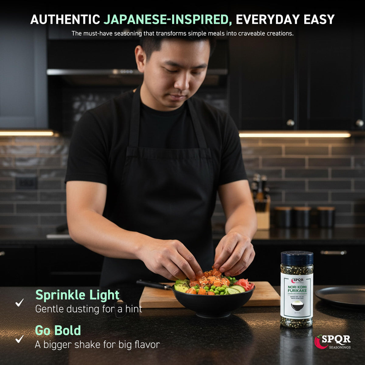 SPQR Seasonings Nori Komi Furikake boosts flavor in bowls.