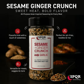 SPQR Sesame Ginger Crunch XL dish dusting adds balanced flavor to vegetables