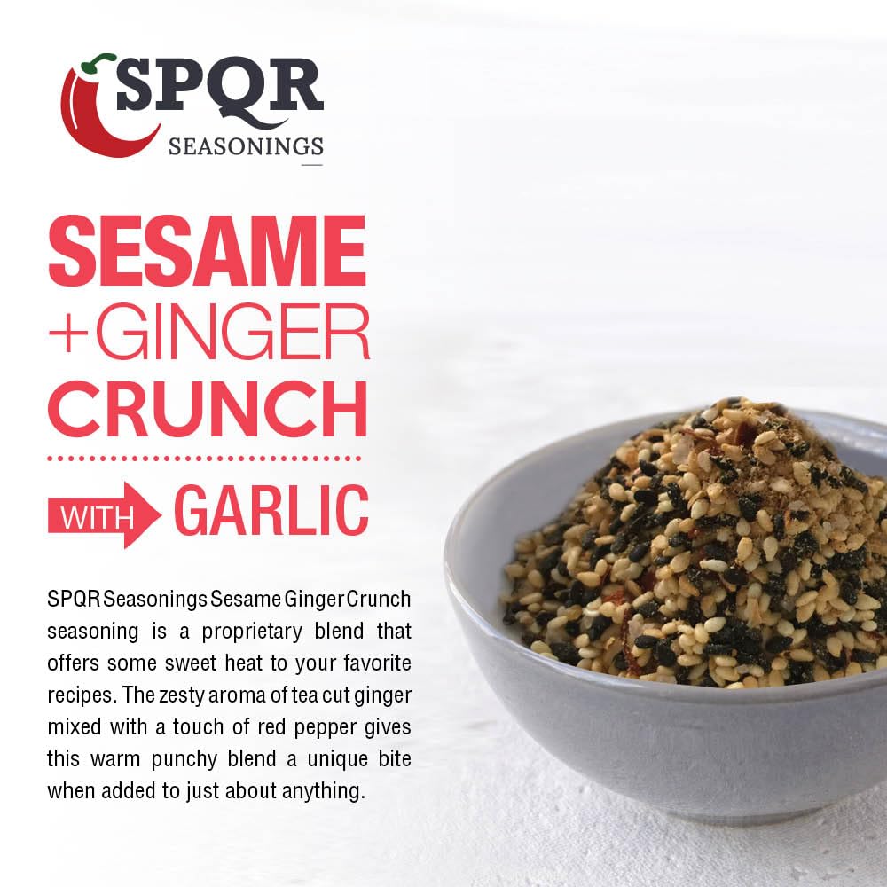 SPQR Sesame Ginger Crunch XL grilled meat plate with sprinkle invites savory aroma