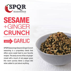 SPQR Sesame Ginger Crunch XL grilled meat plate with sprinkle invites savory aroma