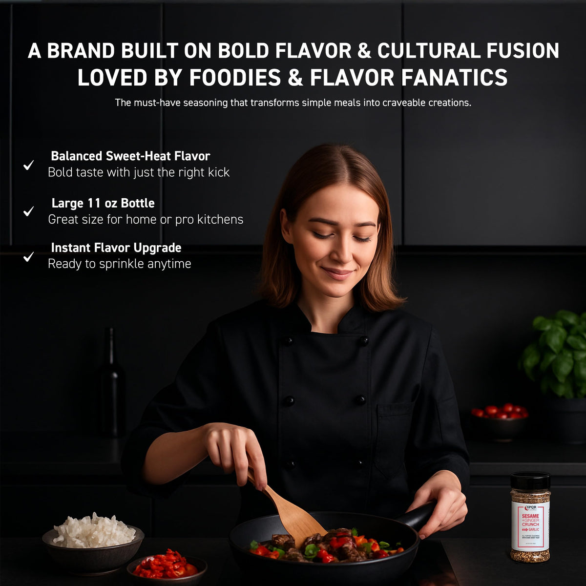 SPQR Sesame Ginger Crunch XL stir-fry ready seasoning for quick flavor boost