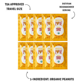 Spread The Love Naked Organic Peanut Butter label close-up highlights clean, simple ingredients.