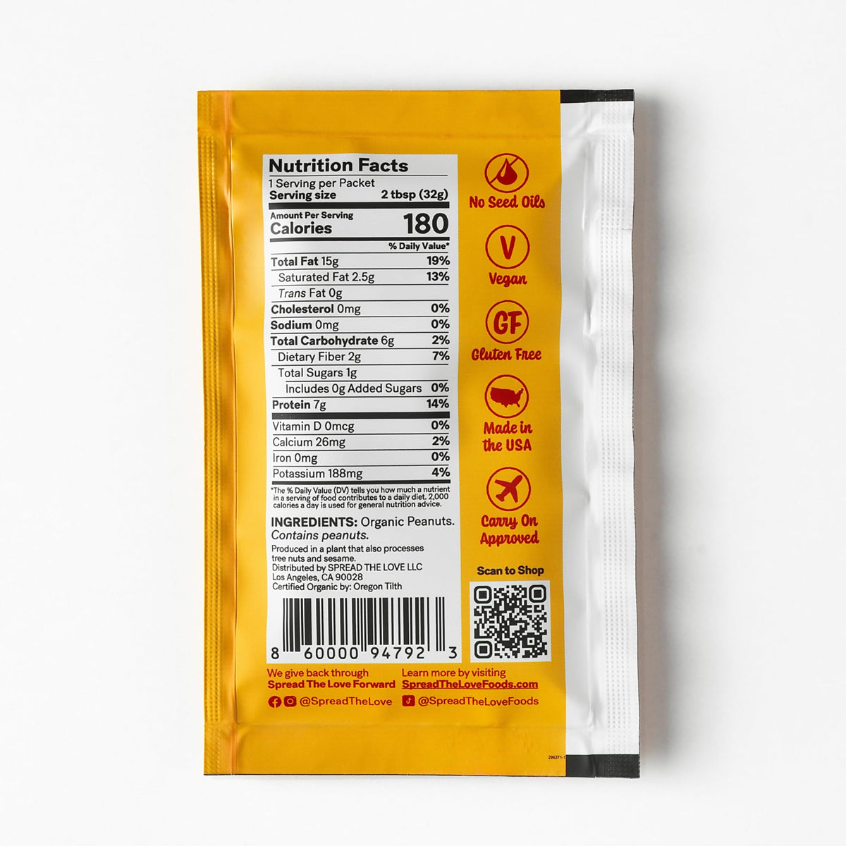 Spread The Love NAKED squeeze pack on-the-go use for quick protein boost.