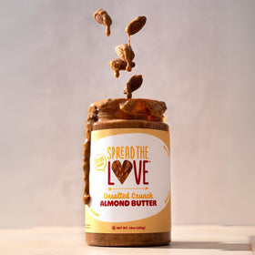 Spread The Love Unsalted Crunch Almond Butter on pancakes for natural flavor and texture