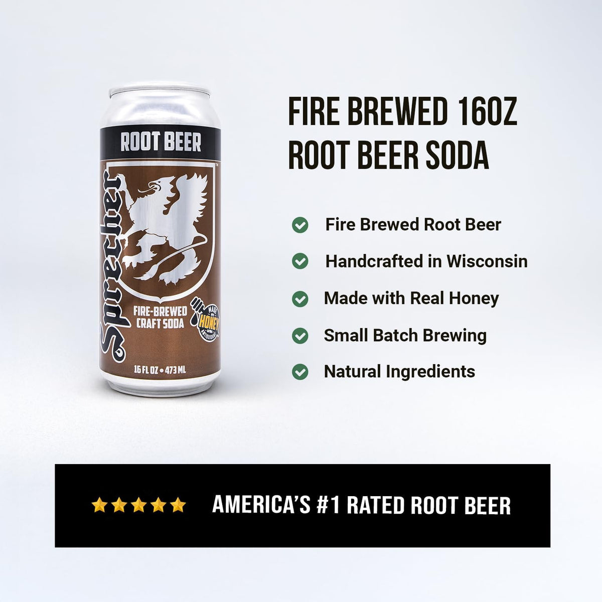 Sprecher Root Beer 16oz can ready for gatherings and sharing.