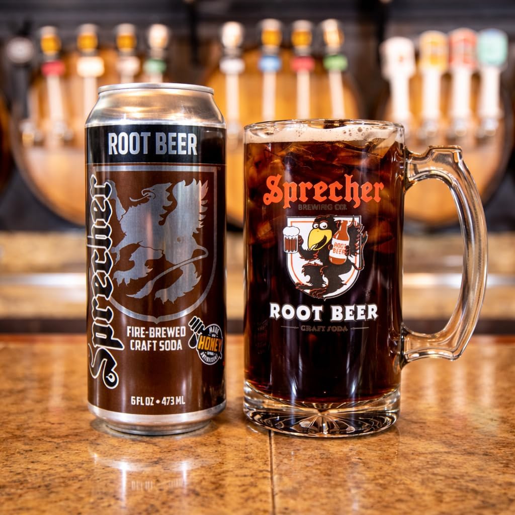 Sprecher Root Beer glass serve showcasing a cool, family-friendly beverage.