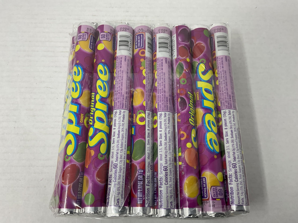 Spree candy rolls brighten parties with vibrant colors.