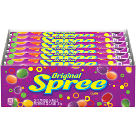 Spree Wonka original hard candy close-up of colorful rolls for sharing