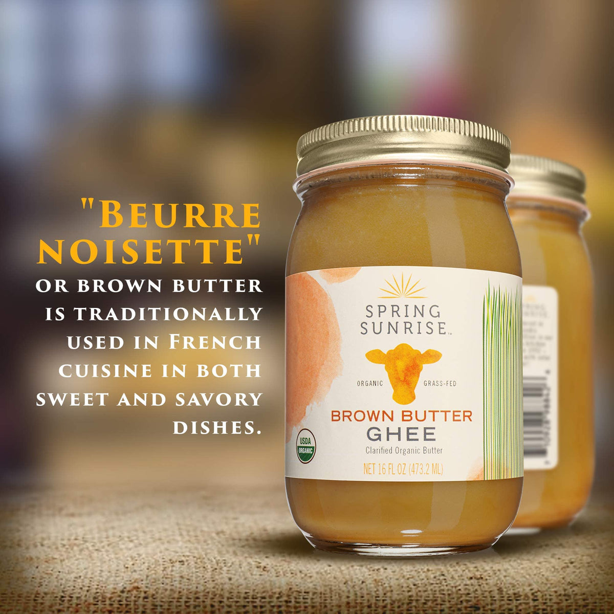 Spring Sunrise Brown Ghee in a skillet for flavorful frying