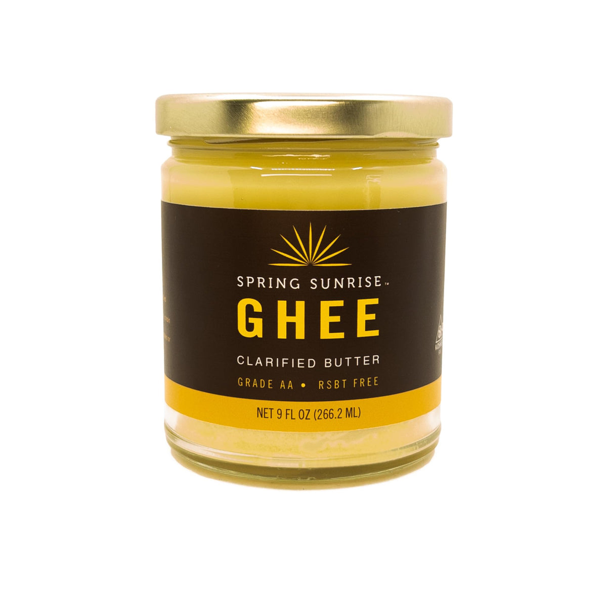 Spring Sunrise Classic Ghee 9oz jar ideal for keto cooking and lactose-free meals.