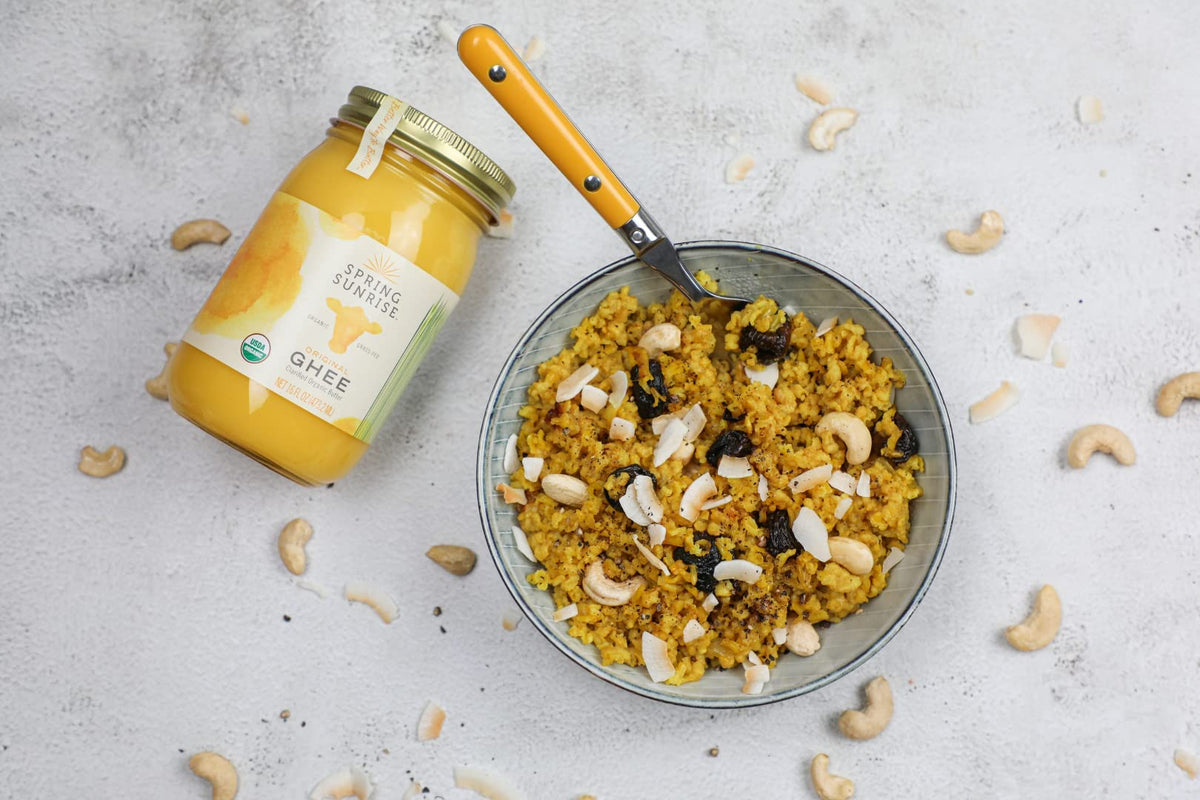 Spring Sunrise meal prep with ghee for roasting and finishing.