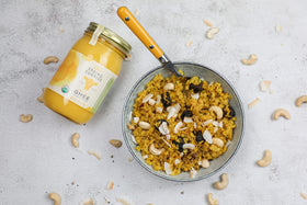 Spring Sunrise organic ghee label closeup for Paleo and Keto use