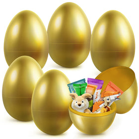 SpringFlower 6pcs large golden Easter eggs ready for fillable treats at Easter egg hunts.