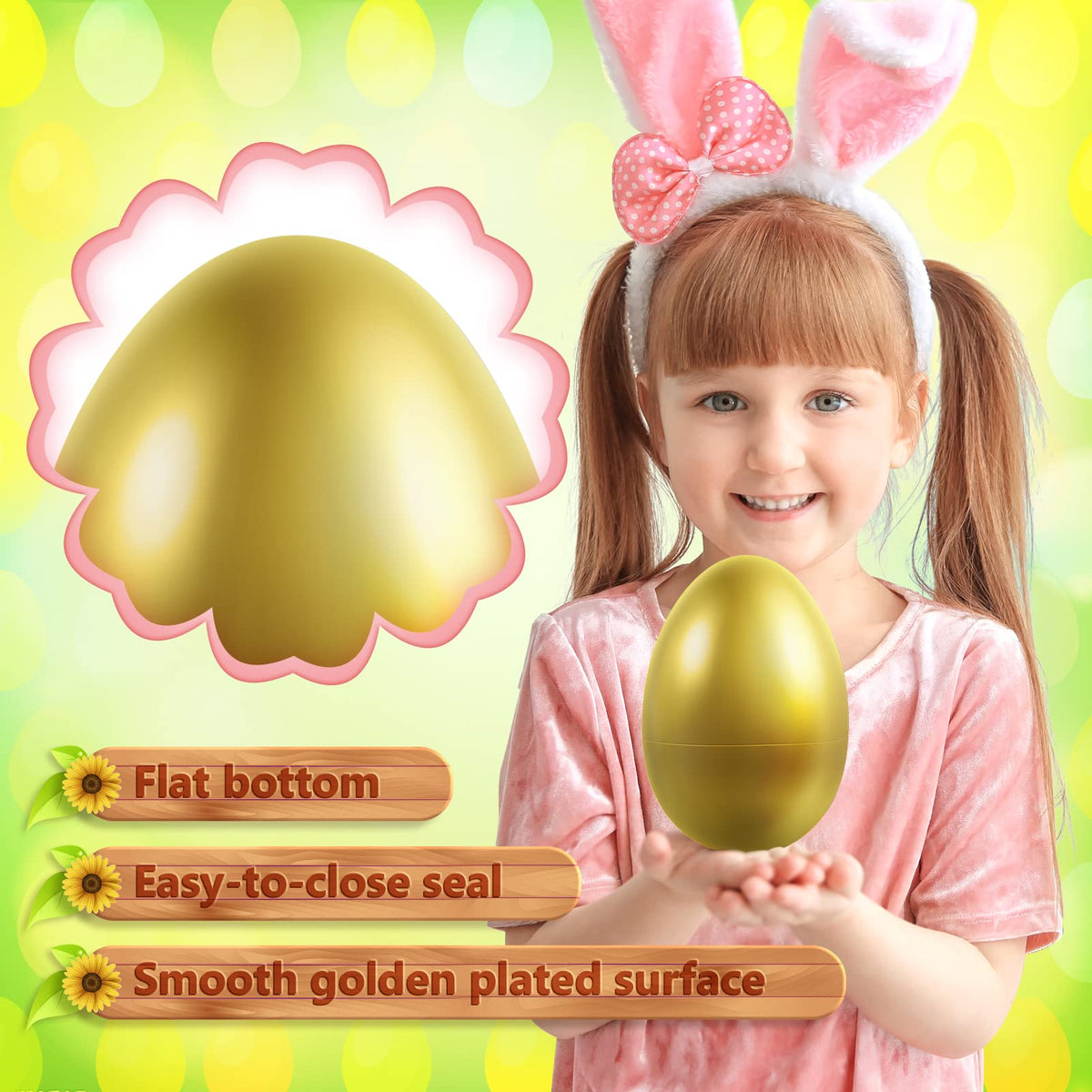 SpringFlower jumbo Easter egg with metallic gold finish for festive decor.