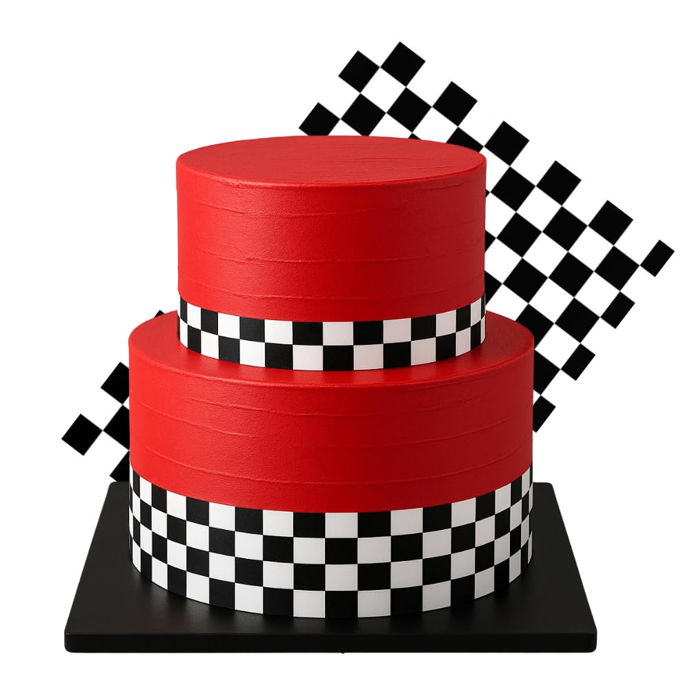 Sprinkle Deco checkered flag tall wrap 8x10 for elegant cake decoration.