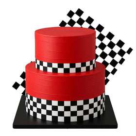 Sprinkle Deco checkered flag tall wrap 8x10 for elegant cake decoration.