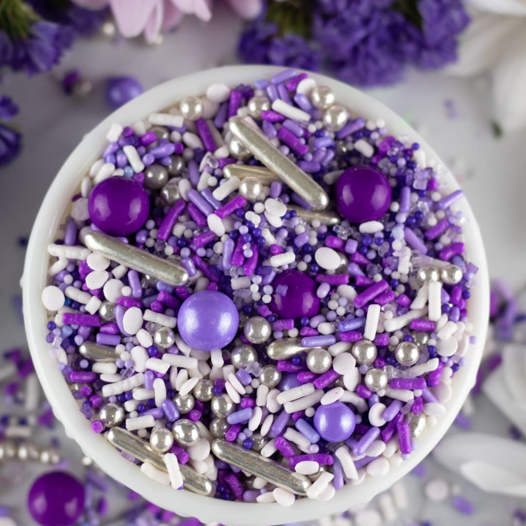 Sprinkle Pop birthday cake ideas with purple and silver sparkle inspire celebrations.