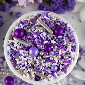 Sprinkle Pop birthday cake ideas with purple and silver sparkle inspire celebrations.