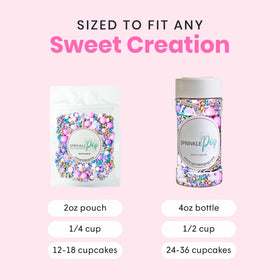 Sprinkle Pop 2oz decorates up to 18-24 cupcakes or more.