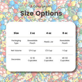 Sprinkle Pop Gamer 2oz option decorates dozens of cupcakes.