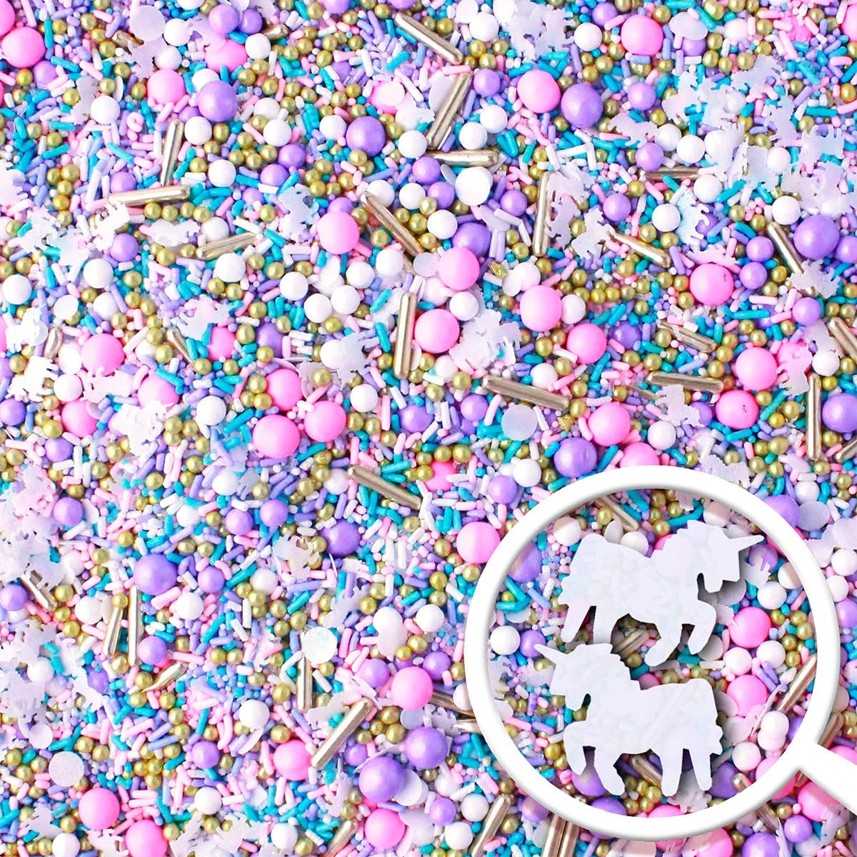 Sprinkle Pop Gold Dragees pair with pastel sprinkles for elegant dessert details.
