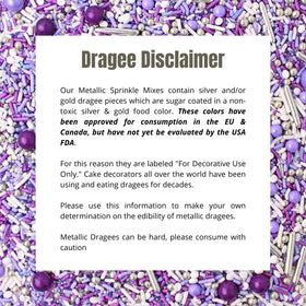 Sprinkle Pop Perfectly Purple bottle closeup highlights lavender sprinkles and white accents.