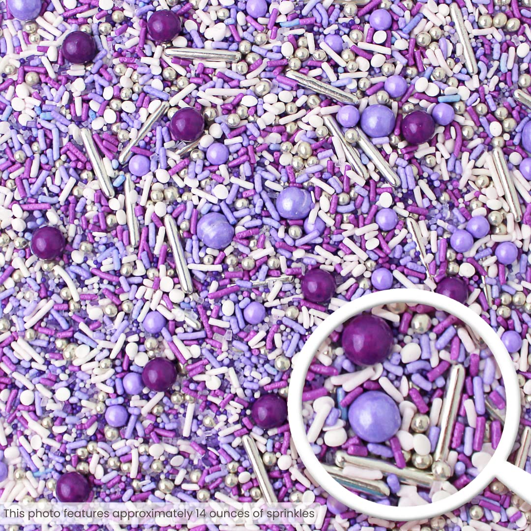 Sprinkle Pop Perfectly Purple cake detail reveals rich color depth and light crunch.