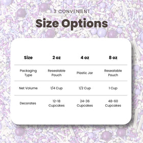 Sprinkle Pop Perfectly Purple cupcakes decorated with purple sprinkles and subtle silver shimmer.