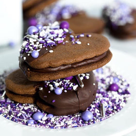 Sprinkle Pop silver dragees closeup showcases metallic accents for dessert decor.